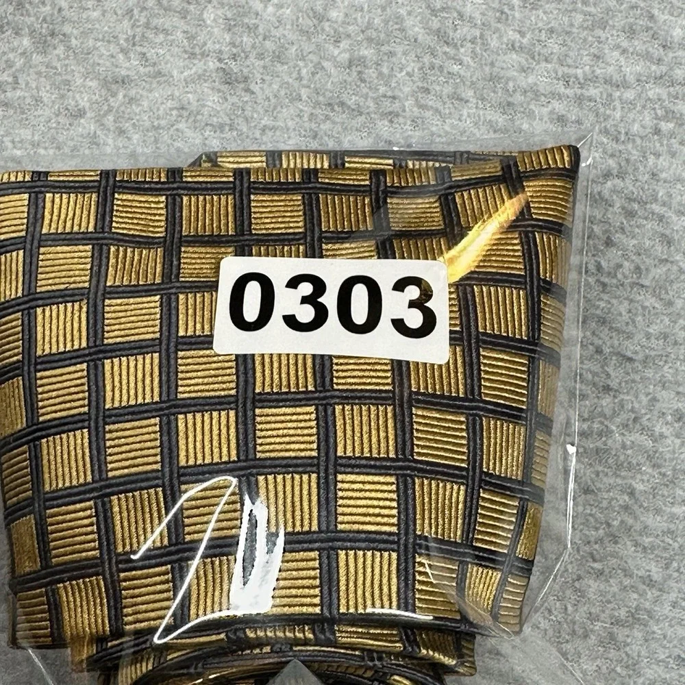 Brooks Brothers Makers Necktie Blue Check Yellow Basket Weave Silk USA
